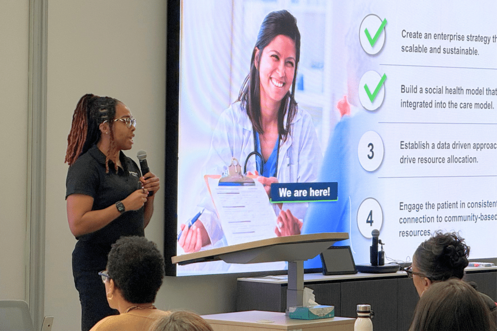 Cherelle Rozie from Advocate Health spoke at Findhelp's North Carolina Social Care Summit in 2026.