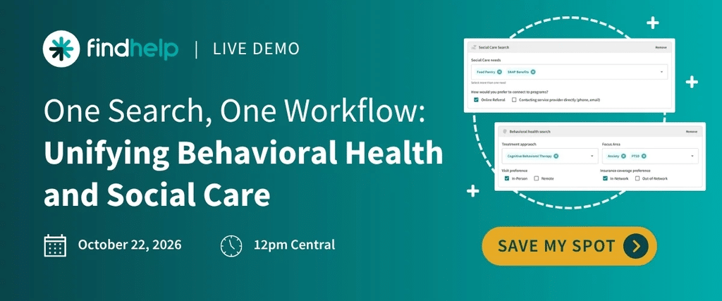 Findhelp's Behavioral Health Network connects social care + mental health navigation in one search