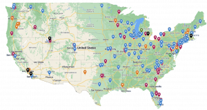 Map of U.S. libraries with established social work collaborations.